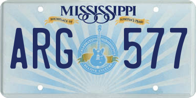 MS license plate ARG577