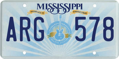MS license plate ARG578