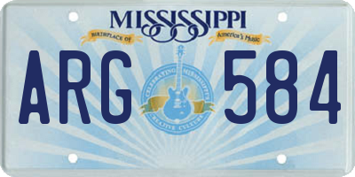 MS license plate ARG584