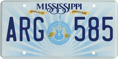 MS license plate ARG585