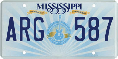 MS license plate ARG587