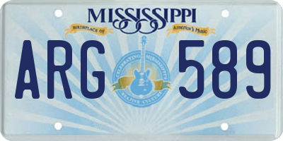 MS license plate ARG589