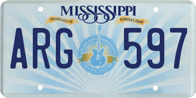 MS license plate ARG597
