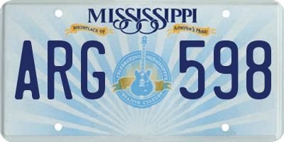 MS license plate ARG598