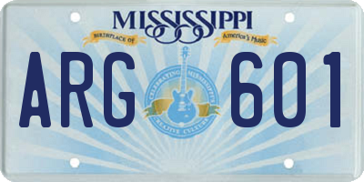 MS license plate ARG601