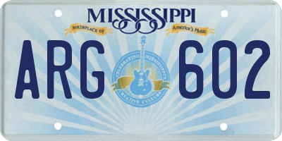 MS license plate ARG602