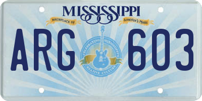 MS license plate ARG603