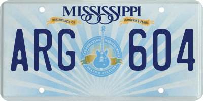 MS license plate ARG604
