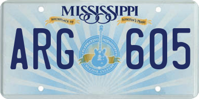 MS license plate ARG605