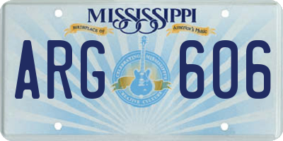 MS license plate ARG606