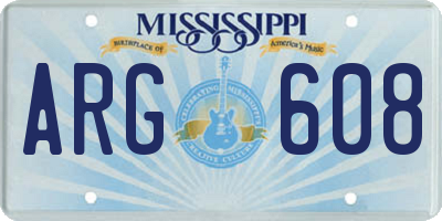MS license plate ARG608
