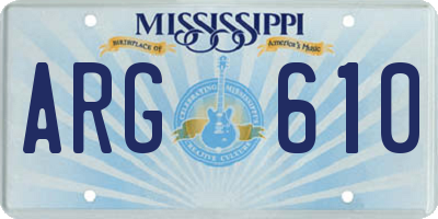 MS license plate ARG610
