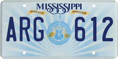 MS license plate ARG612