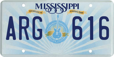 MS license plate ARG616