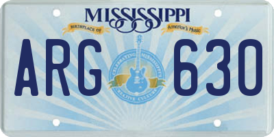 MS license plate ARG630