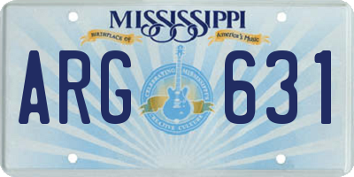 MS license plate ARG631