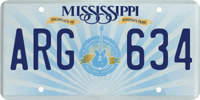 MS license plate ARG634