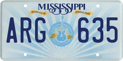 MS license plate ARG635