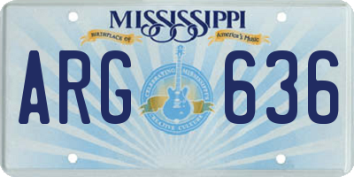 MS license plate ARG636