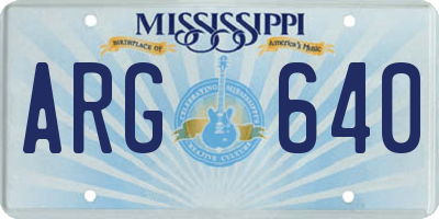 MS license plate ARG640