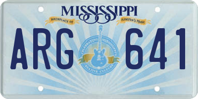 MS license plate ARG641