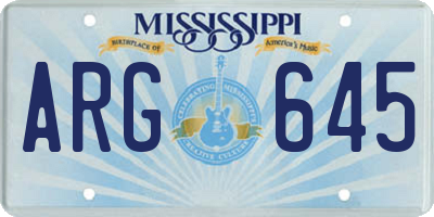 MS license plate ARG645