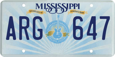 MS license plate ARG647