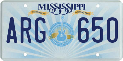 MS license plate ARG650