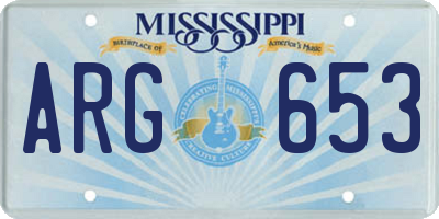 MS license plate ARG653