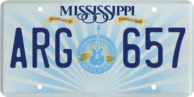 MS license plate ARG657