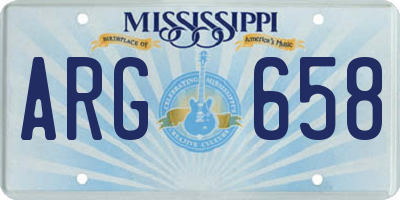 MS license plate ARG658