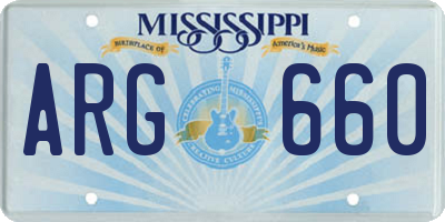 MS license plate ARG660