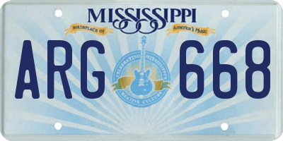 MS license plate ARG668