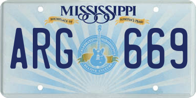 MS license plate ARG669
