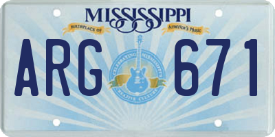 MS license plate ARG671