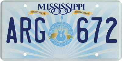 MS license plate ARG672