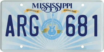 MS license plate ARG681