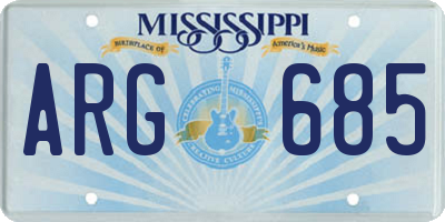 MS license plate ARG685