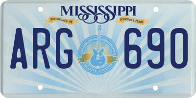 MS license plate ARG690