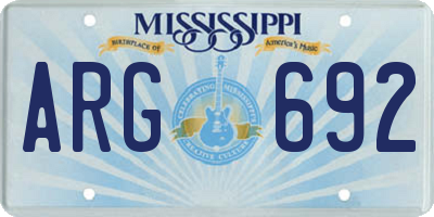MS license plate ARG692