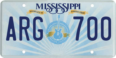 MS license plate ARG700