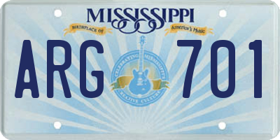 MS license plate ARG701