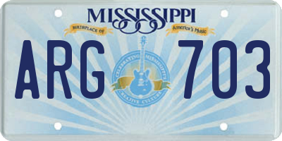 MS license plate ARG703