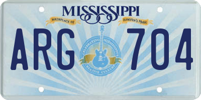 MS license plate ARG704