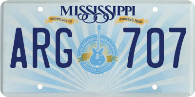 MS license plate ARG707