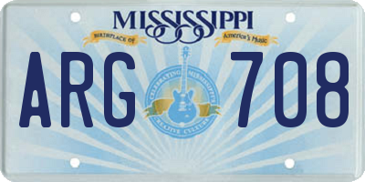 MS license plate ARG708