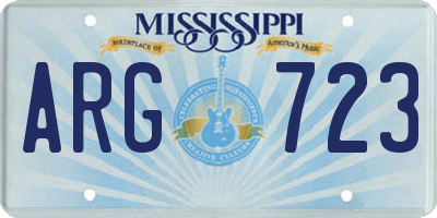 MS license plate ARG723