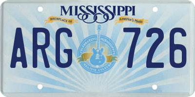 MS license plate ARG726