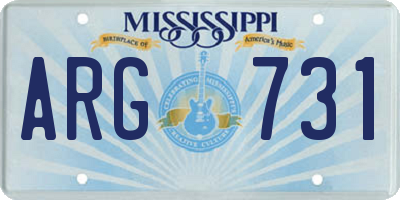 MS license plate ARG731