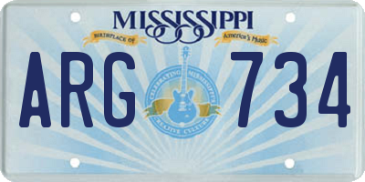 MS license plate ARG734
